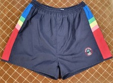 Vintage Vtg Pacific Beach Hawaii Black Rainbow Swim Shorts Trunks Mens Sz M-L