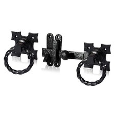 XFORT Black Antique Hammered Finish Ring Gate Latch, Corrosion Resistant.