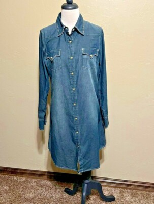 cowgirl justice denim dress Corset Cowgirl Denim Dress - Dark Denim, Large | Hazel and Olive