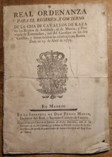 Orig! 1775 Spanish Horse Breeding Real Ordenanza Andalucia Murcia Estremadura