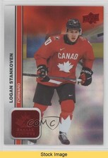 2023 Team Canada Juniors Red Patterned Foilboard Logan Stankoven #6 READ 0cv
