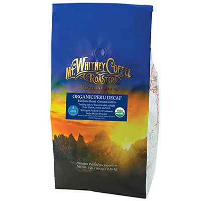 Mt. Whitney Organic Swiss Water Decaf Coffee, Low Acid, Ground 5 lb from Peru