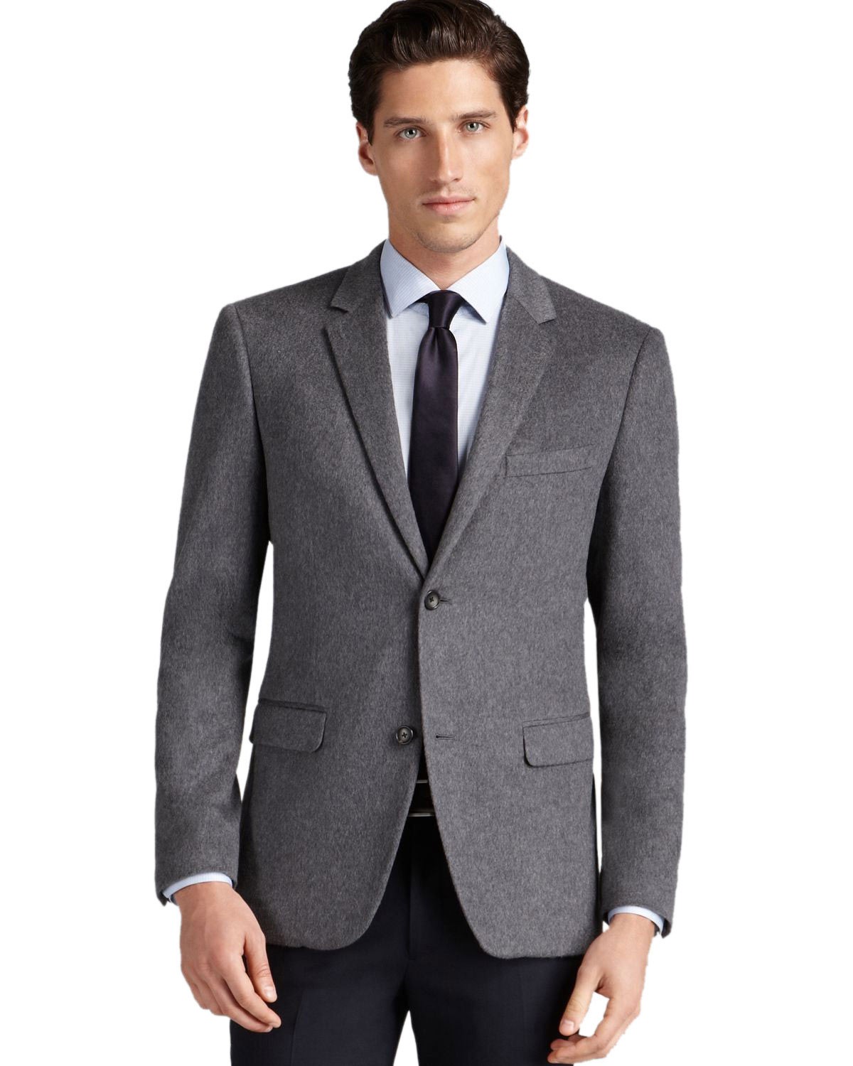 Мужское приталенное кашемировое спортивное пальто Private Label 46 обычного серого цвета 36890₽