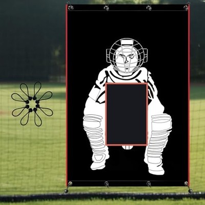 Baseball/Softball Backstop with Strike Zone Black Vinyl 5x6 FT 600D Pitcher