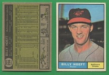1961 Topps Baseball ~~~ BILLY HOEFT ~~~ No. 256 ~~~ Free S/H ~~/