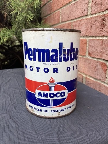 vintage steel quart Amoco Permalube can - 1950's