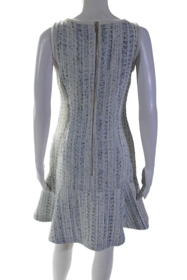 Karl Lagerfeld 女式蓝色纹理圆领无袖直筒连衣裙 S 码 — 第 3/4 张图片