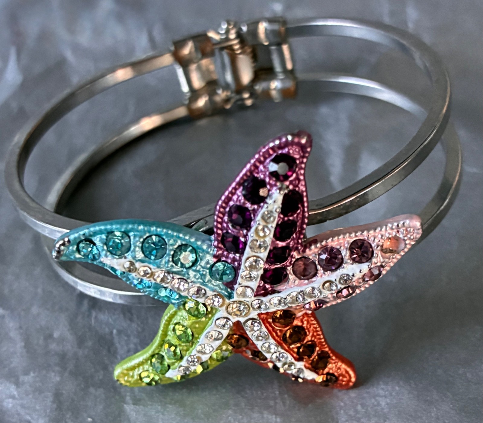 Multicolored Rhinestone Starfish Cuff Bracelet Oc… - image 15