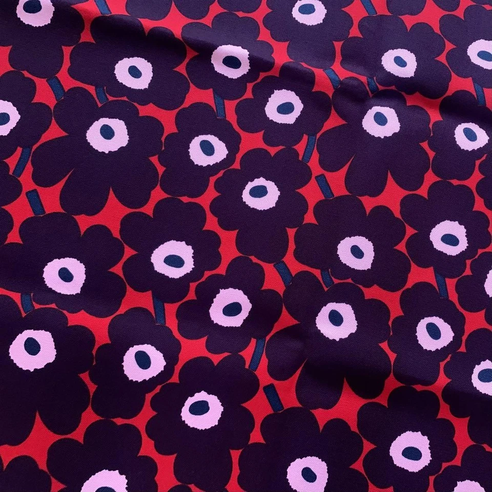 Marimekko Mini Unikko Pink Dark Purple Canvas Fabric 25×75cm - Image 4 of 4