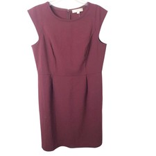 Ann Taylor Loft NWT Women's Maroon Cap Sleeve Sheath Dress Back Zip w/Pockets 12