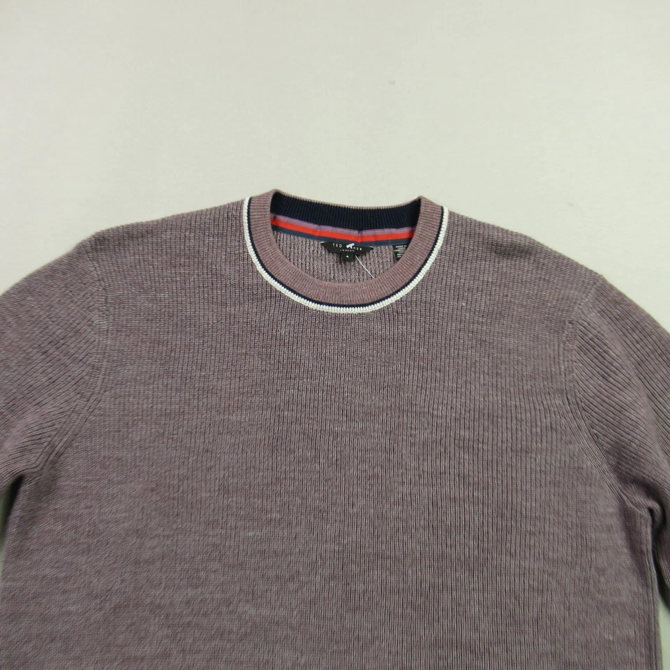 Ted Baker Shirt Mens 4 Long Sleeve Crew Neck Purple Sweater Casual - Image 3 of 4