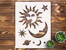 Celestial Sun Moon Decorative Wall Art Reusable Plastic Stencil - StencilAir