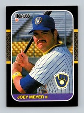 1987 Donruss Joey Meyer #460 Milwaukee Brewers Baseball Card Rookie Card NM-MT. rookie card picture