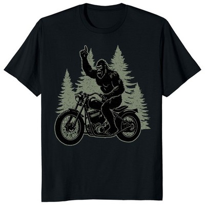 Bigfoot Riding Motorbike Funny Sasquatch Motorbike Lover Gift Unisex T-Shirt