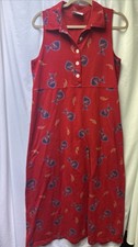 ZIP CODE maxi dress Large sleeveless Red fish shells beach Travel 100% Cotton