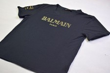 H&M x Balmain T-Shirt Spellout Crewneck Paris Tee Schwarz Gold Fashion Damen L
