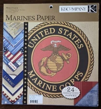 K&Company US Marines 12x12 scrapbook paper pad – 24 double-sided designs - RARE!