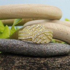 2Ct Round Cut Lab-Created Diamond Engagement Cluster Ring 14K Yellow Gold Plated