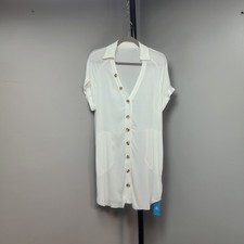 White Button-Front Womens S Top Dress Beachi Everiday Lightweight Buttons Style