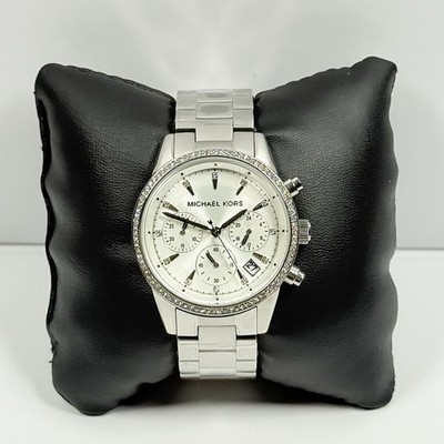 Michael Kors MK6428 Ritz Chronograph White Dial Silver Tone Ladies Wrist Watch 