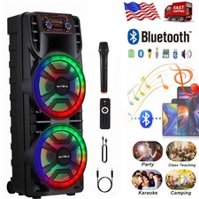 Dual 12" Subwoofers Portable Bluetooth Speaker Heavy Bass Audio DJ Party Outdoor