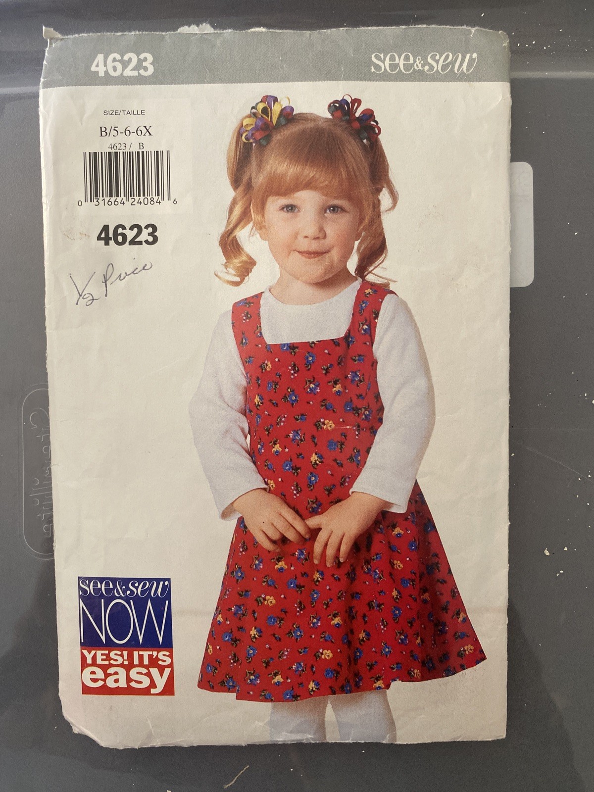 See & Sew Girl's Dress Pattern Sizes  5-6X pattern #4623 CUT