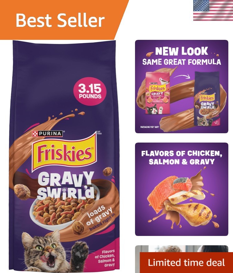 3.15 lb Purina Gravy Swirlers - Tasty Chicken & Salmon Cat Food for All Breeds