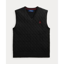Polo Ralph Lauren Boys Cable-Knit Pullover Sweater Vest Black Medium 10-12 