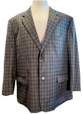 OAK HILL Gray Plaid Wool Sport Coat Blazer Size 2XL 52/54.        P17635
