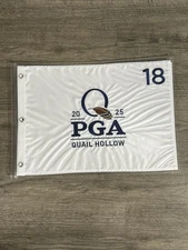 PGA Championship 2025 Quail Hollow Flag white embroidered pin flag 14x20” - New