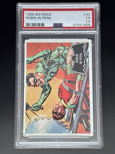 1966 Topps Batman Black Bat #42 Robin in Peril — PSA 1.5