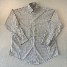Brooks Brothers Mens 16-35 Traditional Fit Non-Iron Cotton Shirt Blue Check