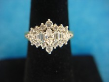 STERLING SILVER RING W/GOLD VERMEIL COCKTAIL RING WITH BRILLIANTS - SIZE 7