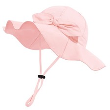 Baby Girl Sun Hat with UPF 50 Outdoor Adjustable Beach Hat with Wide Brim Bu...