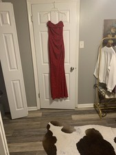 Red With Glitter Strapless Evening Gown With Slit Size Small From Windsor