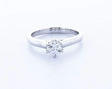 0.5CT Natural Diamond F/SI1 Round Cut 14K Gold Six-Prong Classic Engagement Ring