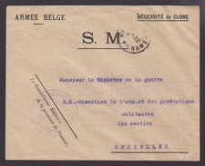 BELGIUM 1919, Stempless military cover from Namur
