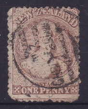 NEW ZEALAND EARLY 1871&ndash;73 1d Brown QV CHALON STAR WMK USED SG 132a (SK22.10)