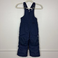Lands End Kids Squall Snow Bib Size 4 Unisex Navy Blue Waterproof Insulated Iron