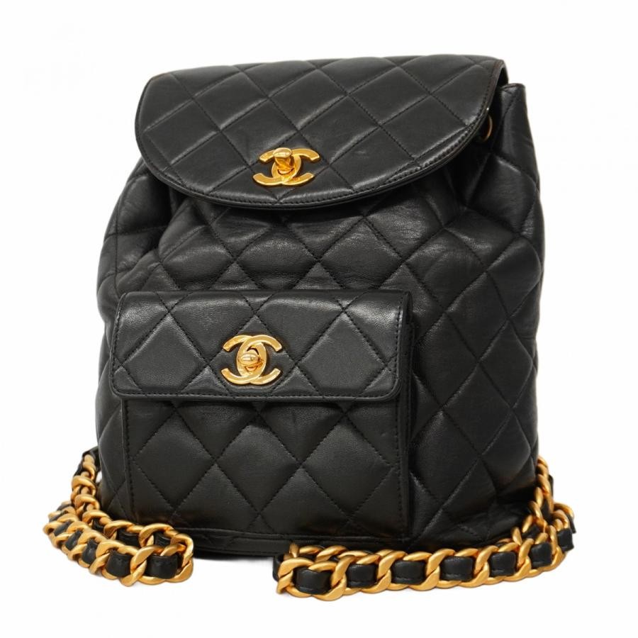 CHANEL Black Quilted Lambskin Matelasse Backpack