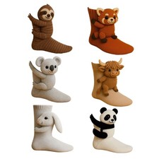3D Cute Animals Socks Knitted Pattern Floor Socks Unisex Funny Christmas Gift