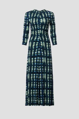 Proenza Schouler White Label Dress Womens Small Blue Tie Dye Ruched Maxi Bodycon