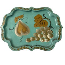 VTG SET OF 2 Teal & Black Metal Serving Tray ...