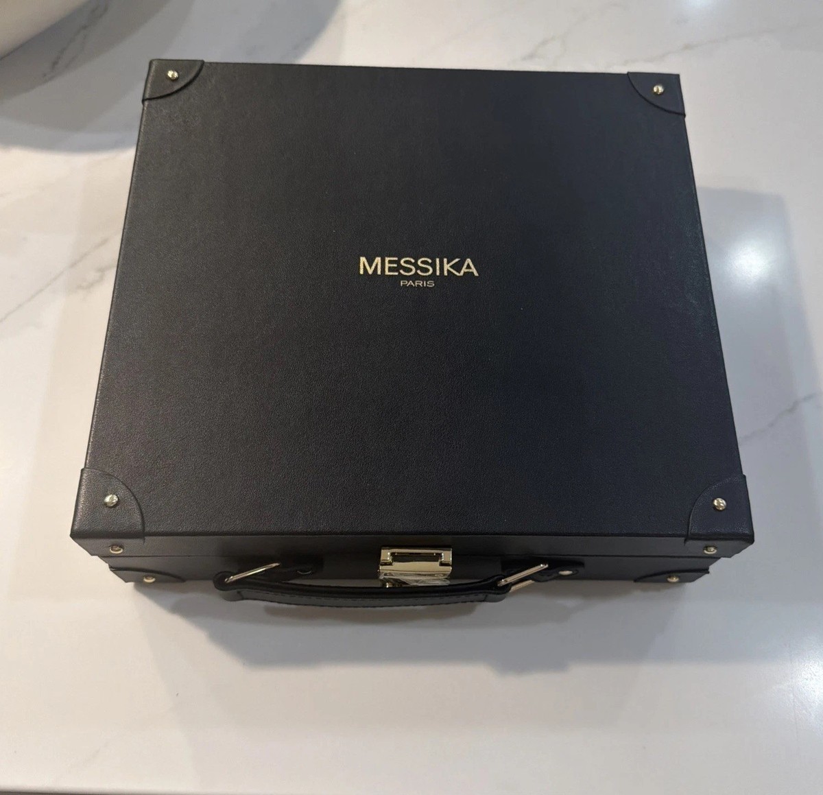 MESSIKA ジュエリーBOX 機内用　新品未使用 Messika Jewelry Travel Case Black Leather with Gold Hardware New