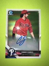 2018 Bowman Chrome CONNOR SEABOLD On-Card Rookie Auto Autograph #BCPA-CS KBO RC. rookie card picture