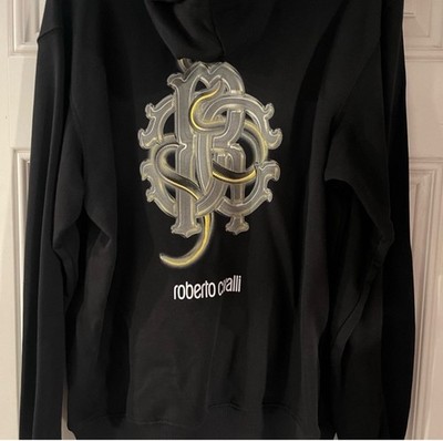 Roberto Cavelli Black Hoodie Jacket Mens Size Large Authentic