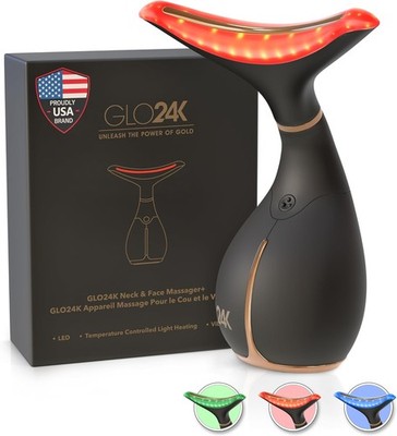 GLO24K Red Light Facial and Neck Beauty Device   3-in-1 Facial Massager