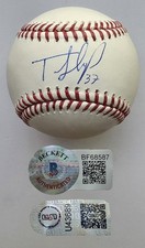 Teoscar Hernandez Signed Auto OML Baseball Beckett USASM Holo Blue Jays Dodgers