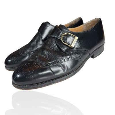 Bally Pelegrino Mens Size 6 Leather Monk Strap Brogue Buckle Dress Shoes Italy