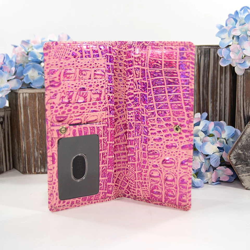 Cartera Brahmin Empower Iridiscente Rosa Melbourne Cuero Ady Doble Plegable Nueva con Etiquetas Foto 4 de 4